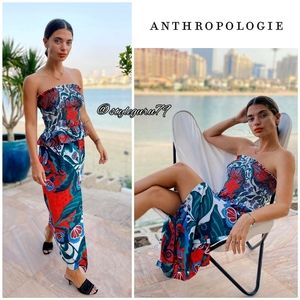 NWT, Anthropologie, Abstract Strapless Top And Skirt Set